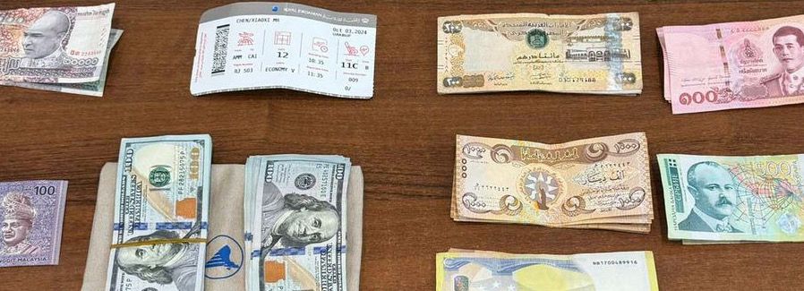 ضبط راكب صيني متورط في سرقة عملات متعددة داخل رحلة جوية من الأردن إلى القاهرة