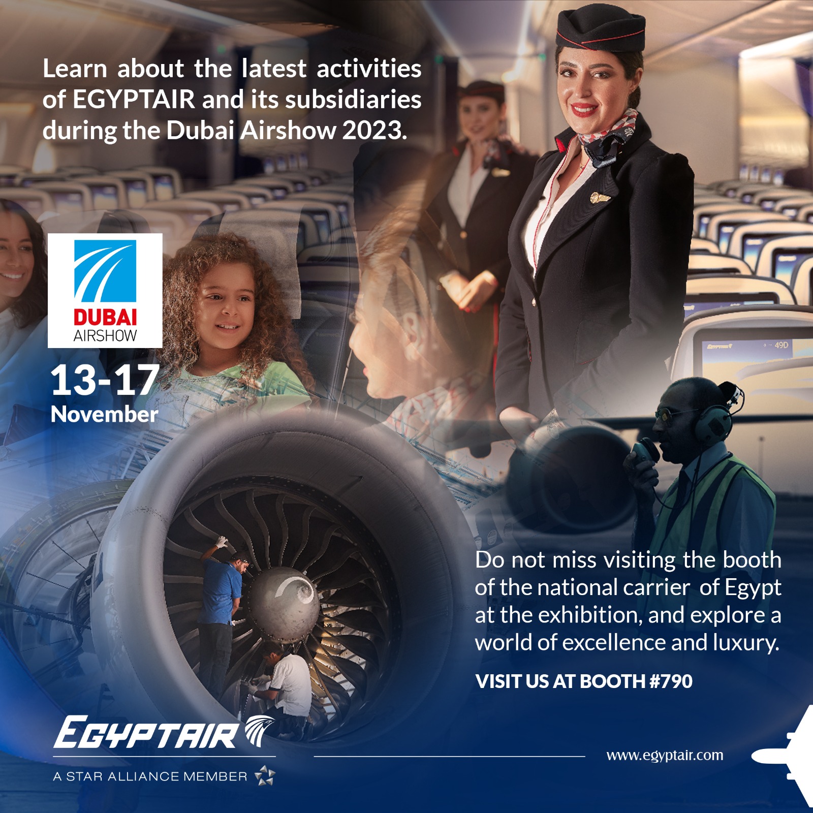 أحدث طائراتها بالعرض الثابت..مصر للطيران تشـــارك فى معرض Dubai Airshow 2023